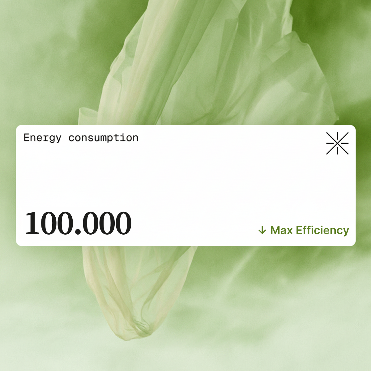 UI card displaying energy consumption data on a light fabric background